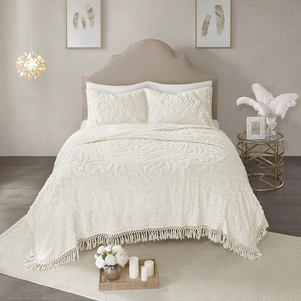 Madison Park Laetitia Coverlet Set Full/Queen Ivory 90